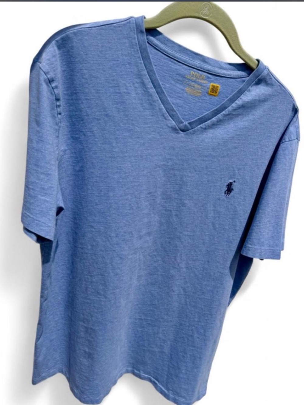 Polo Ralph Lauren Heather Blue V-Neck T-Shirt – Navy Pony, Size L